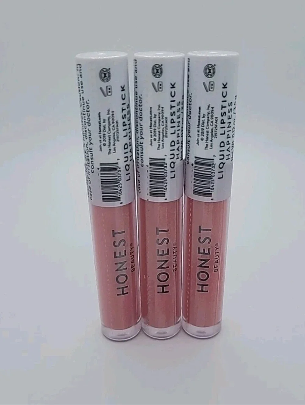 NEW 3x Honest Beauty Hydrating Liquid Lipstick Happiness 0.12 oz Each SEALED